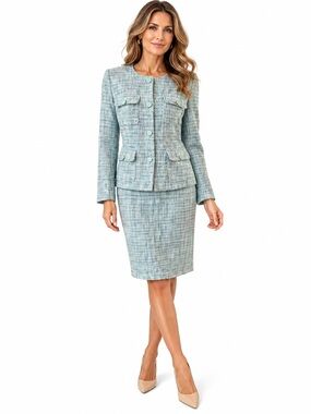 Premise Gabrielle Tweed Skirt Suit Blazer 8 Skirt 12 NWT